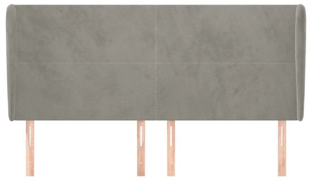 Κεφαλάρι με Πτερύγια Ανοιχτό Γκρι 163x23x118/128 εκ. Βελούδινο - Γκρι