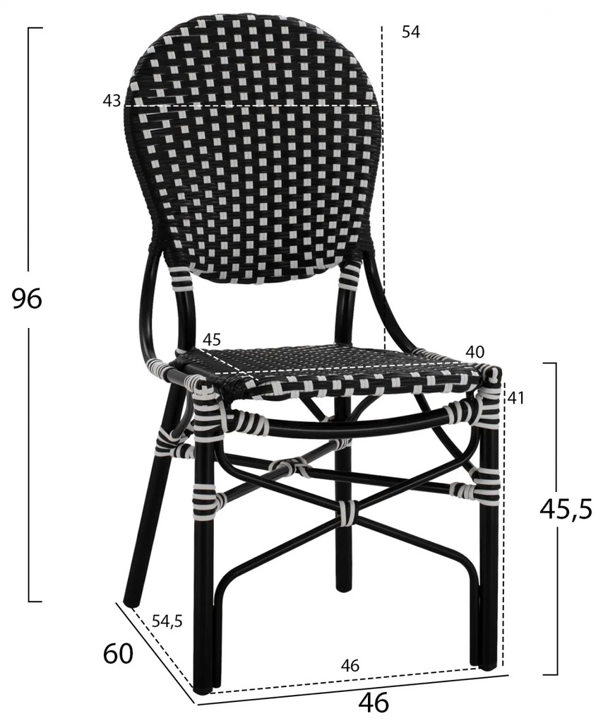 ΚΑΡΕΚΛΑ ΑΛΟΥΜΙΝΙΟΥ BAMBOO LOOK ΜΕ WICKER ΜΑΥΡΟ ΛΕΥΚΟ HM5792.02 46x60x96 εκ. (1 Τεμμάχια)