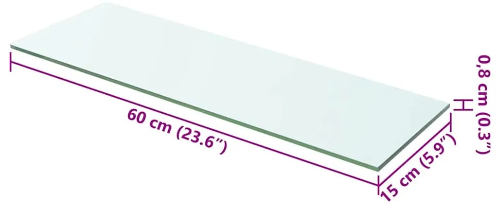 vidaXL Ράφι Πάνελ Διάφανο 60 x 15 εκ. Γυάλινο