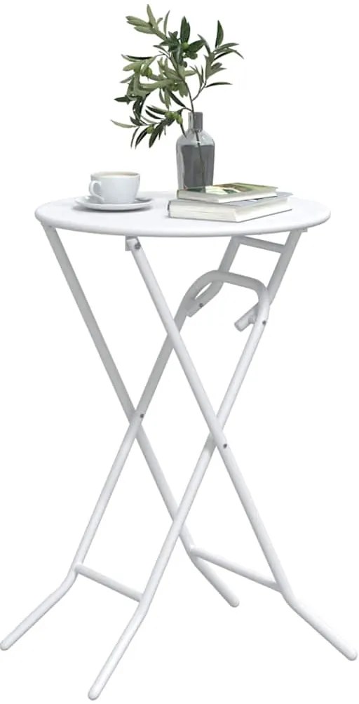 vidaXL Τραπέζι Κήπου Λευκό 50 x 50 x 72 cm Ατσάλι