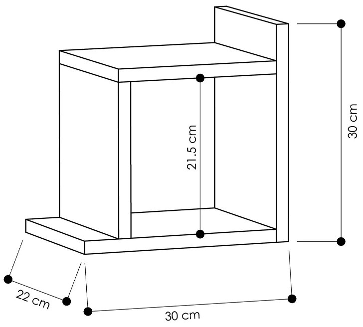 Ραφιέρα τοίχου Box Megapap μελαμίνης χρώμα λευκό 30x22x30εκ.