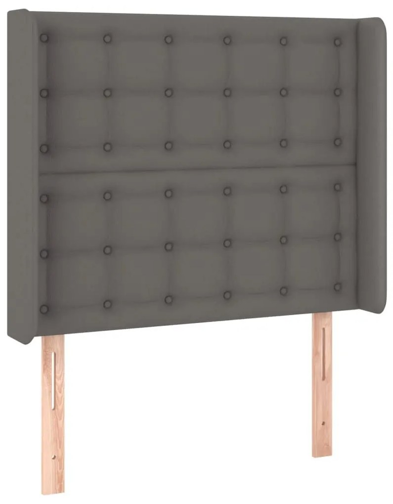 Κεφαλάρι με ΠτερύγιαΓκρι 93x16x118/128 εκ. Συνθετικό Δέρμα - Γκρι