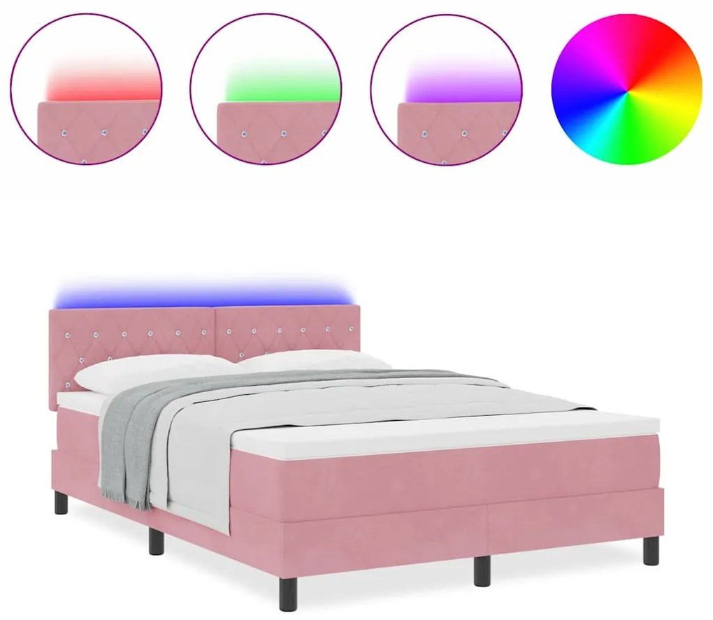 vidaXL Κρεβάτι με ελατήρια με στρώμα Ροζ 160 x 200 cm Βελούδο