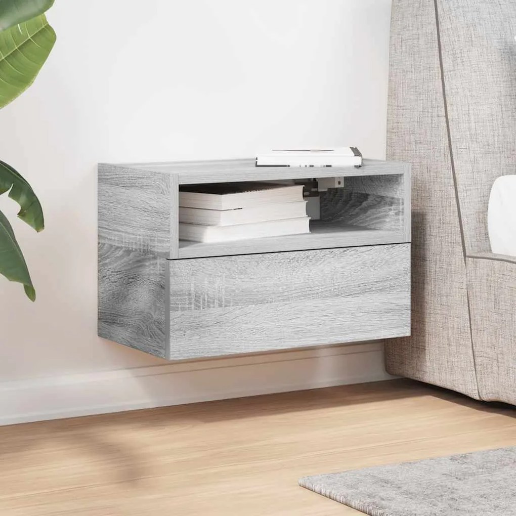 Κομοδίνα Επιτοίχια Γκρι Sonoma 45x26x28,5 εκ. - Γκρι