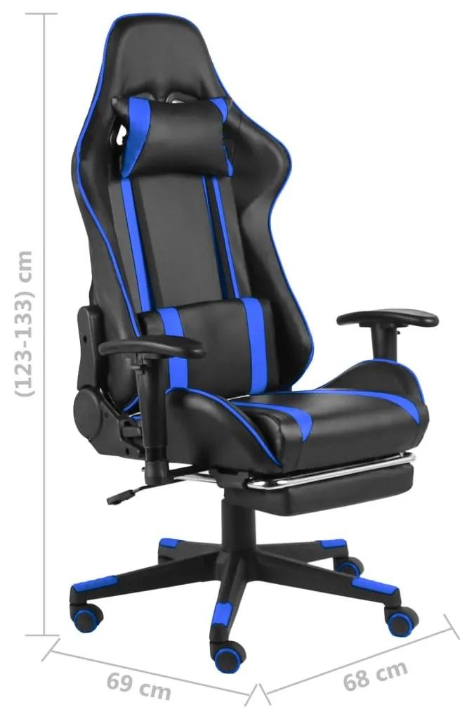 Καρέκλα Gaming Περιστρεφόμενη με Υποπόδιο Μπλε PVC - Μπλε