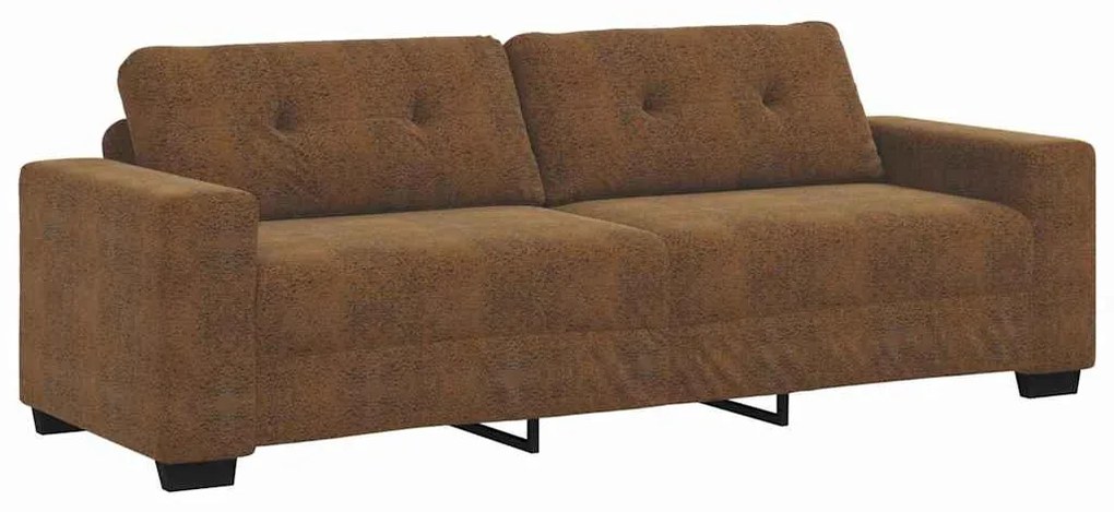 vidaXL Καναπές 3 pcs Καφέ Ύφασμα μείγματος λινών