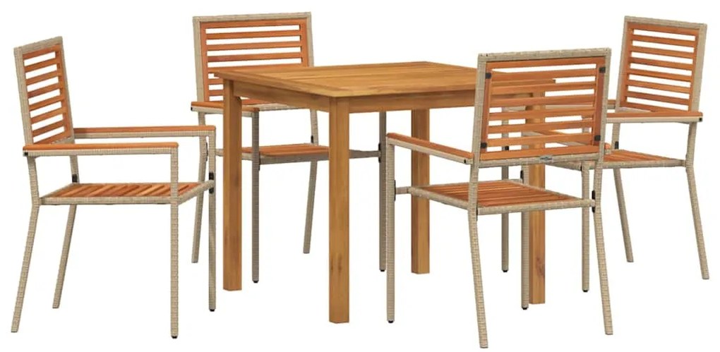 vidaXL Σέτ φαγητού για κήπο 5 pcs Μπεζ Πολυ ράταν