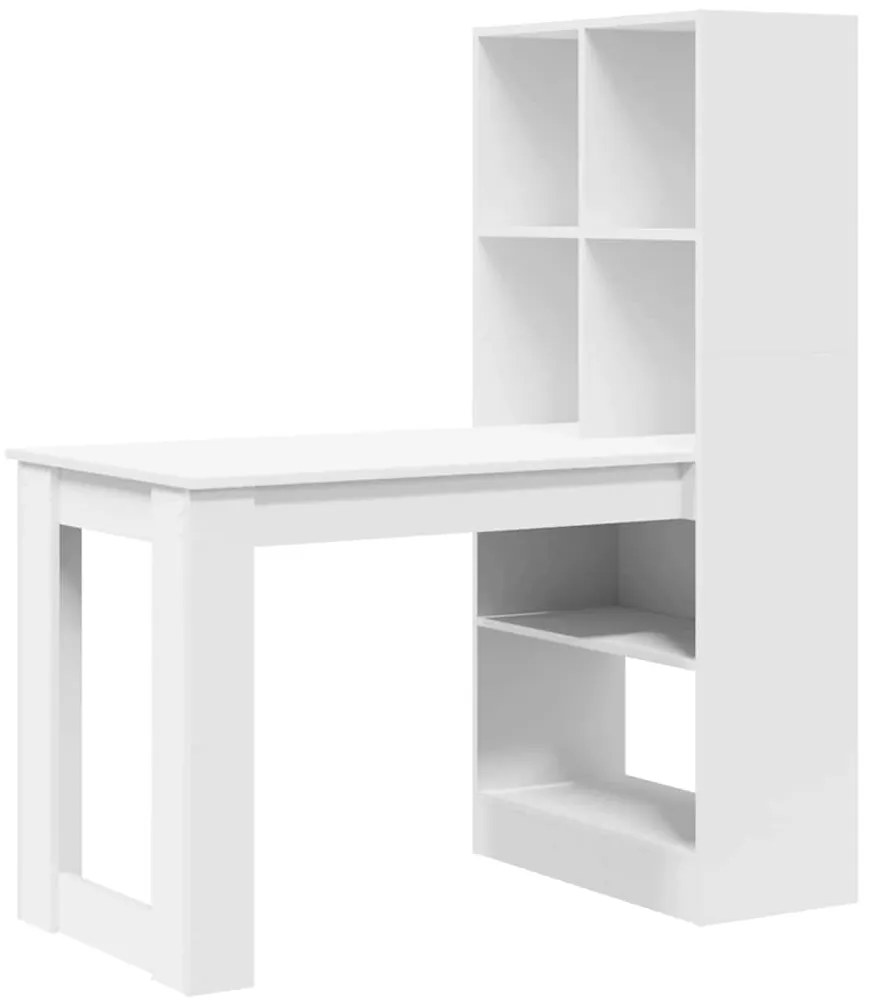 vidaXL Γραφείο με ράφι Λευκό 122 x 67 x 145 εκ. Επεξεργασμένο ξύλο