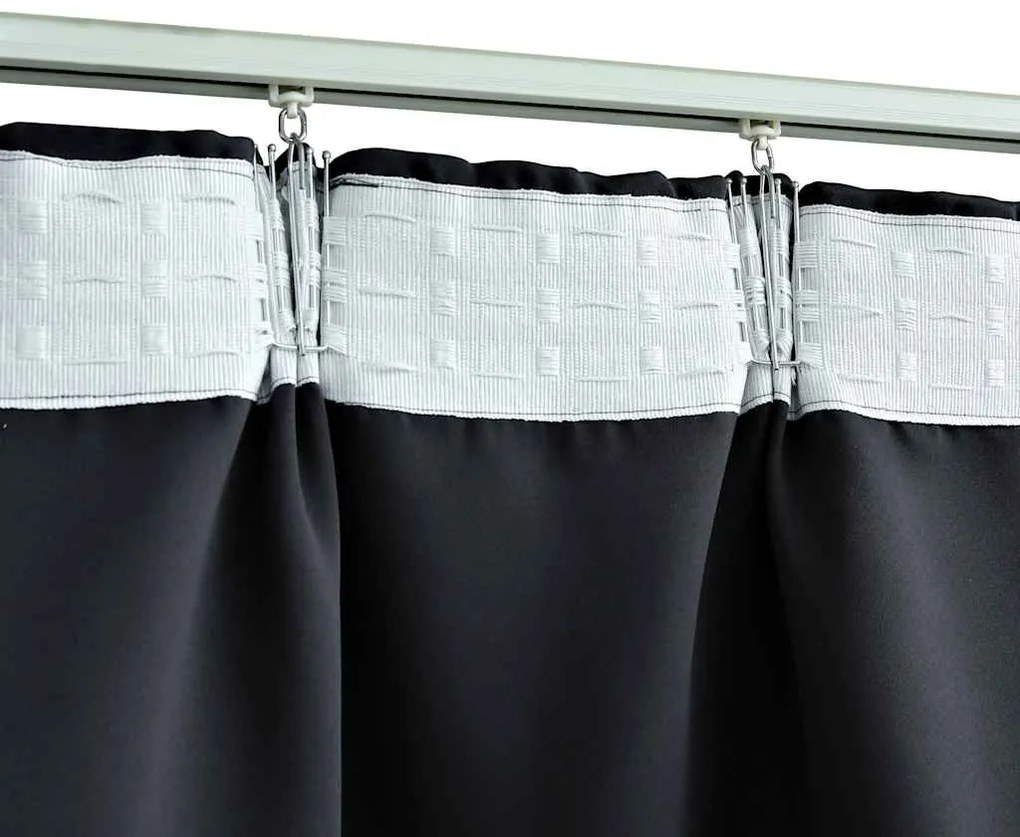 vidaXL Κουρτίνες Συσκότισης με Γάντζους 2 τεμ. Μαύρες 140 x 175 εκ.