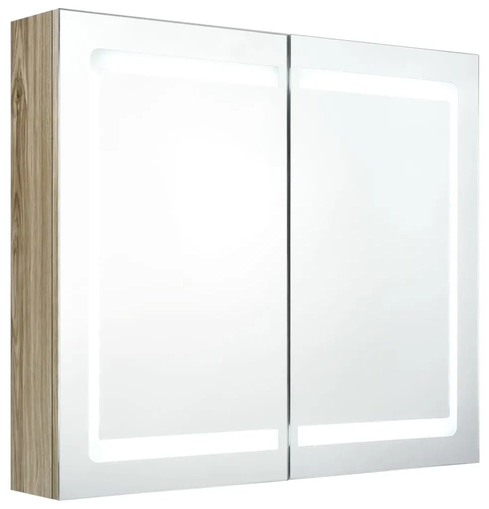 vidaXL Καθρέφτης Μπάνιου με Ντουλάπι & LED Δρυς 80 x 12 x 68 εκ.