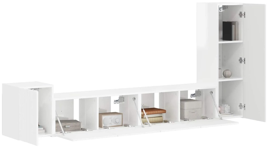 vidaXL Σετ επίπλου τηλεόρασης Επιτοίχιο 3 pcs Υψηλής γυαλάδας λευκό