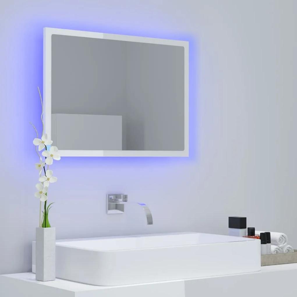 Καθρέφτης Μπάνιου με LED Γυαλ. Λευκό 60x8,5x37εκ. Ακρυλικός - Λευκό