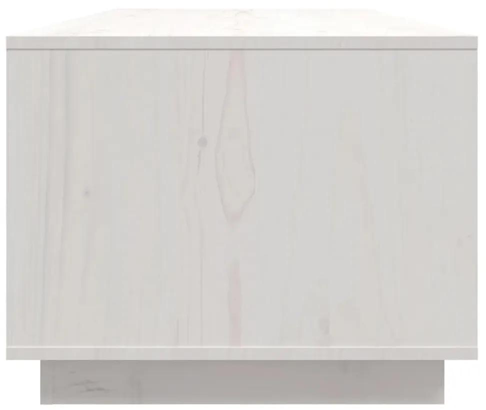 Τραπεζάκι Σαλονιού Λευκό 110x50x40 εκ από Μασίφ Ξύλο Πεύκου - Λευκό