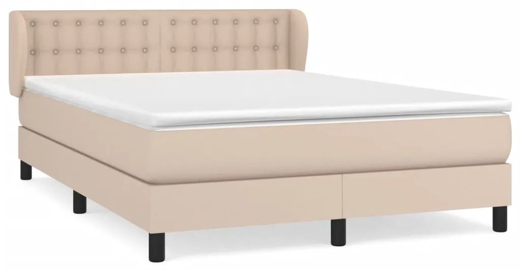 vidaXL Κρεβάτι Boxspring με Στρώμα Καπουτσίνο 140x200εκ.από Συνθ.Δέρμα