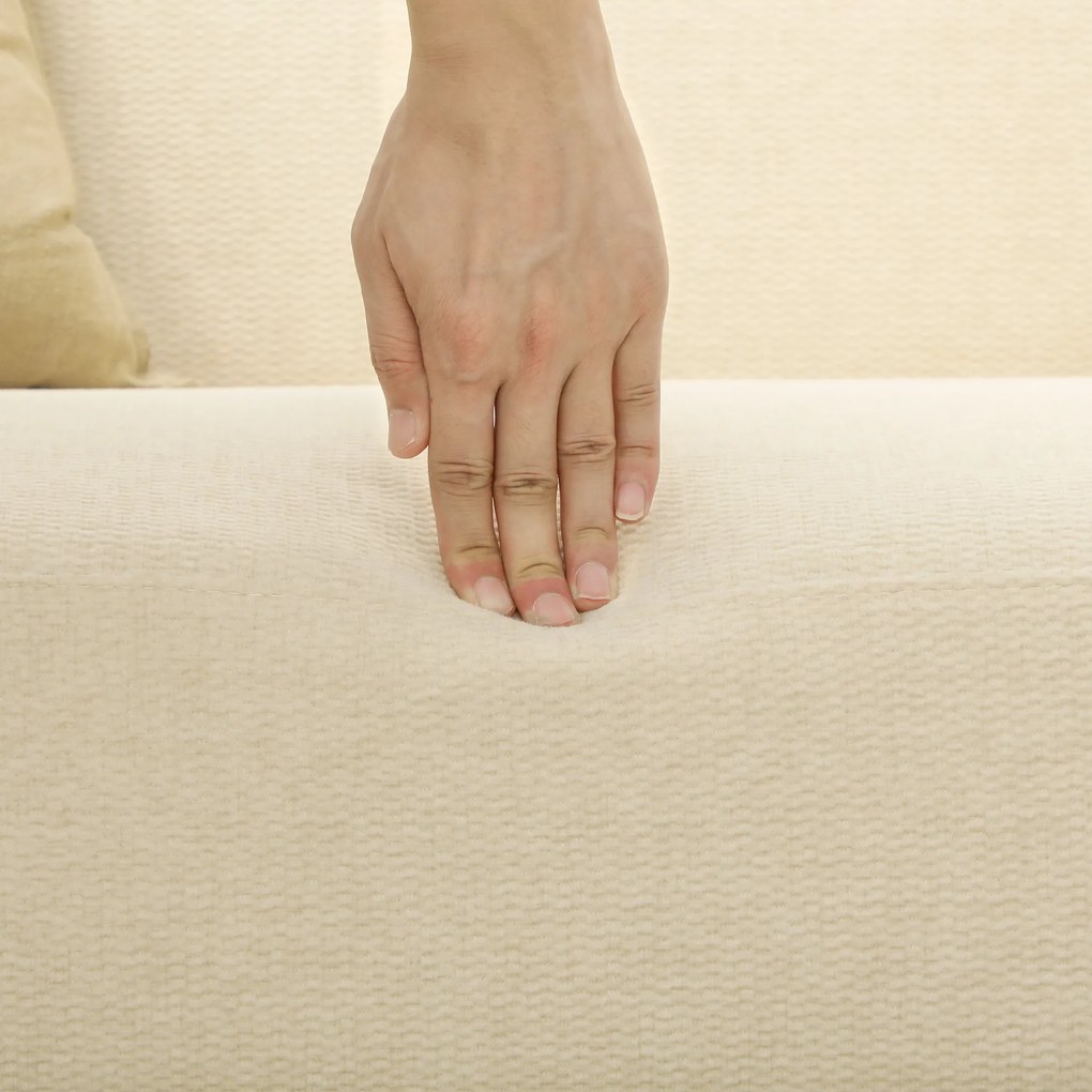 HOMCOM διθέσιμος καναπές, συμπαγής, φιλικό προς το δέρμα κάλυμμα, έως 240 κιλά, 130x74x79 εκ., κρεμ λευκό