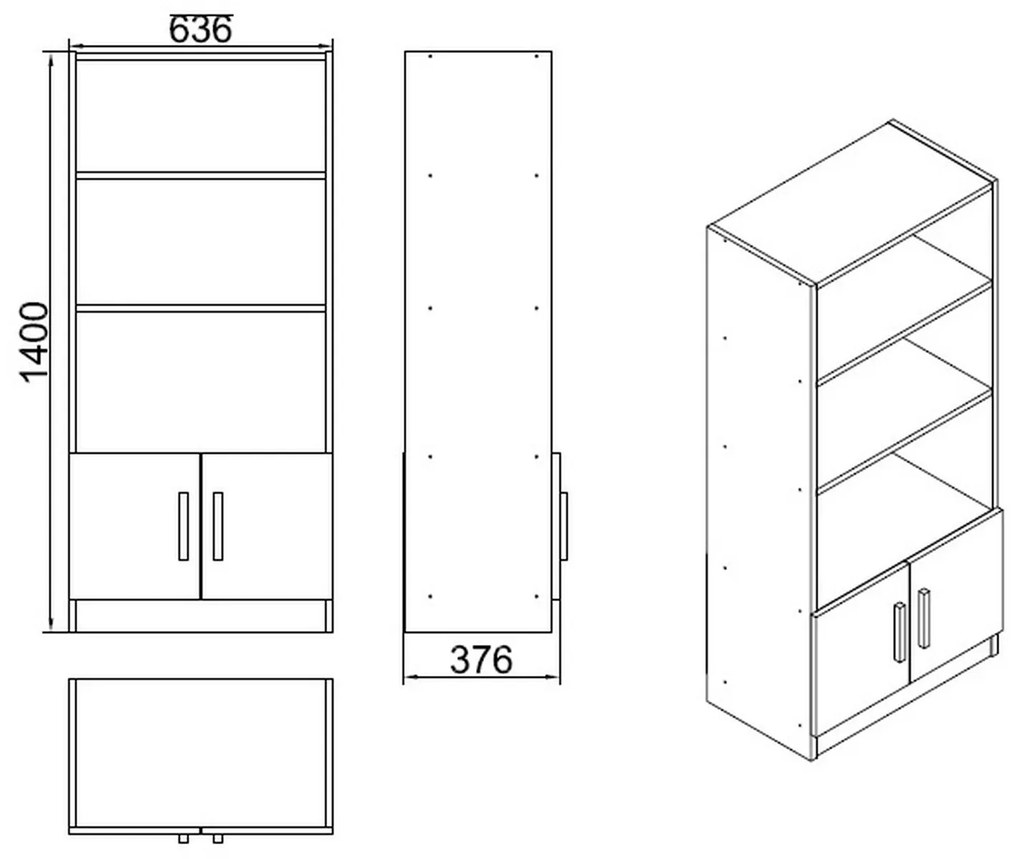 Βιβλιοθήκη ArteLibre EDGWARE Οξιά/Μαύρο Μοριοσανίδα 63.6x37.6x140cm