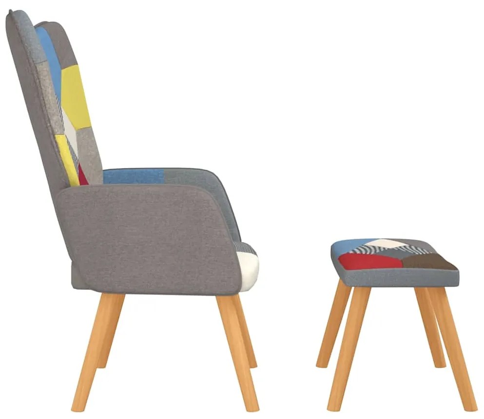 vidaXL Πολυθρόνα Relax Σχέδιο Patchwork Υφασμάτινη με Σκαμπό