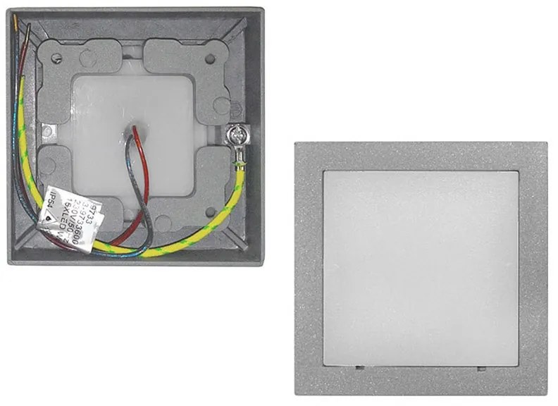 Adeleq Led Φωτιστικό Αλουμινίου Επίτοιχο Τετράγωνο 1W Θερμό Γκρι 3-9733600