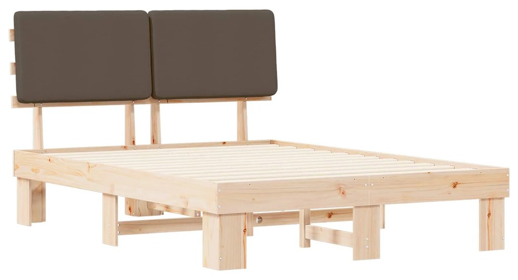 vidaXL Σκελετός Κρεβατιού με Επενδεδυμένο Κεφαλάρι Taupe 120 x 190 cm