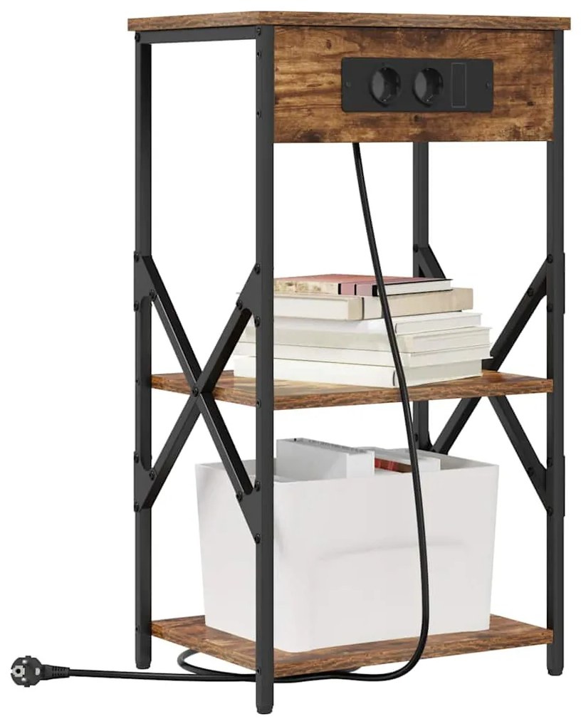 vidaXL Κομοδίνο με ράφι 2 pcs Καπνιστή δρυς 41 x 31 x 76 εκ.