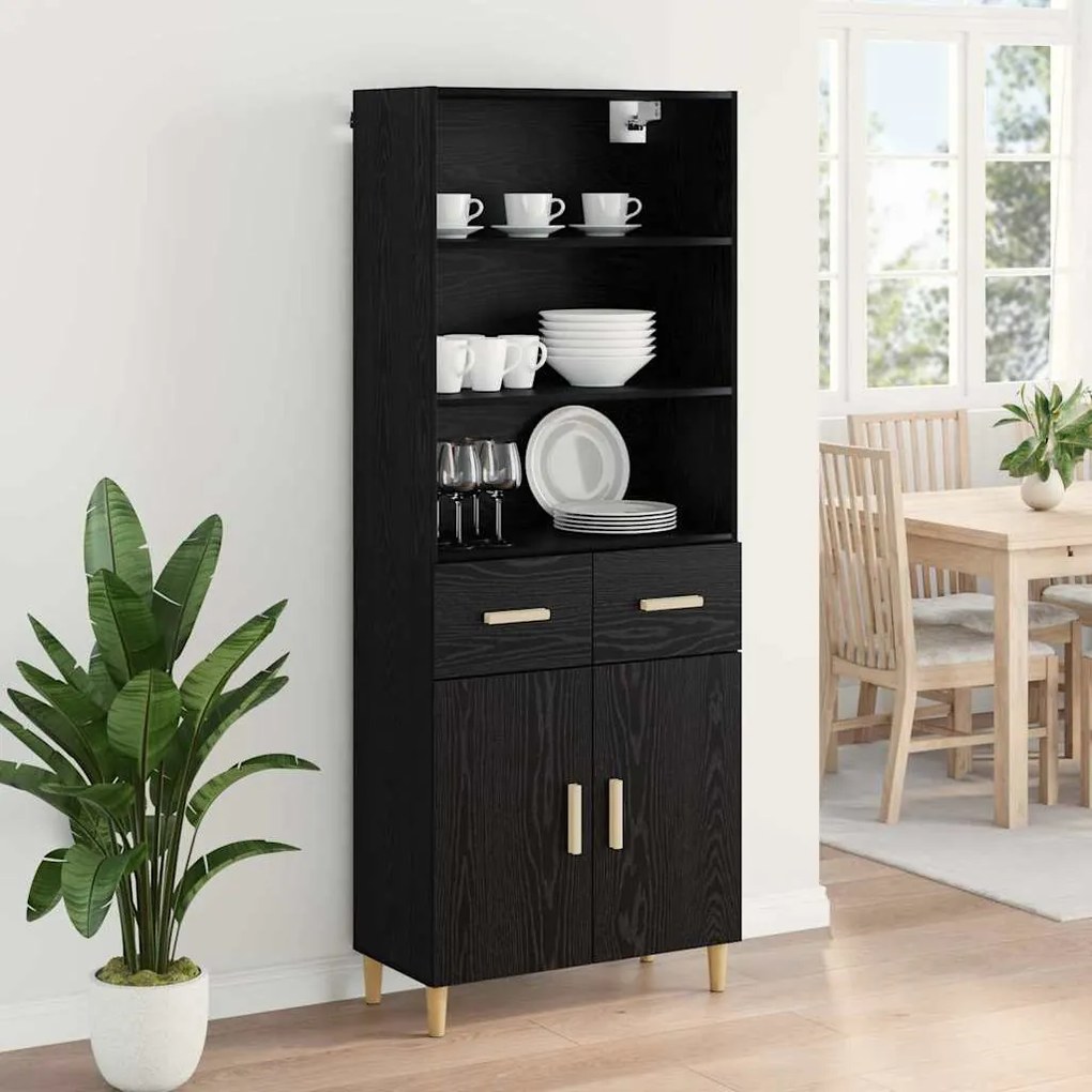 vidaXL Highboard Μαύρη Οξυά 69,5 x 34 x 180 εκ. Επεξεργασμένο ξύλο