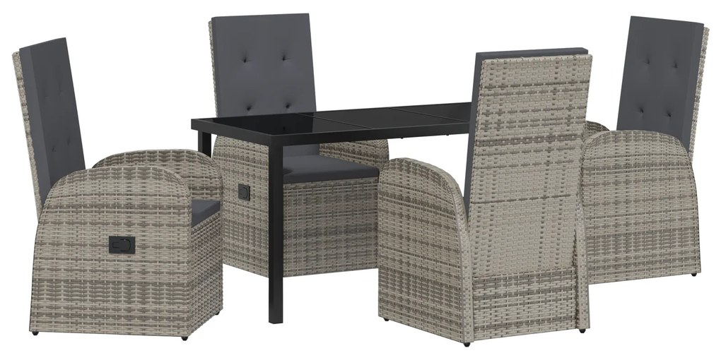 vidaXL Ρυθμιζόμενες Καρέκλες Κήπου 5 pcs Γκρι 140 x 70 x 73 cm