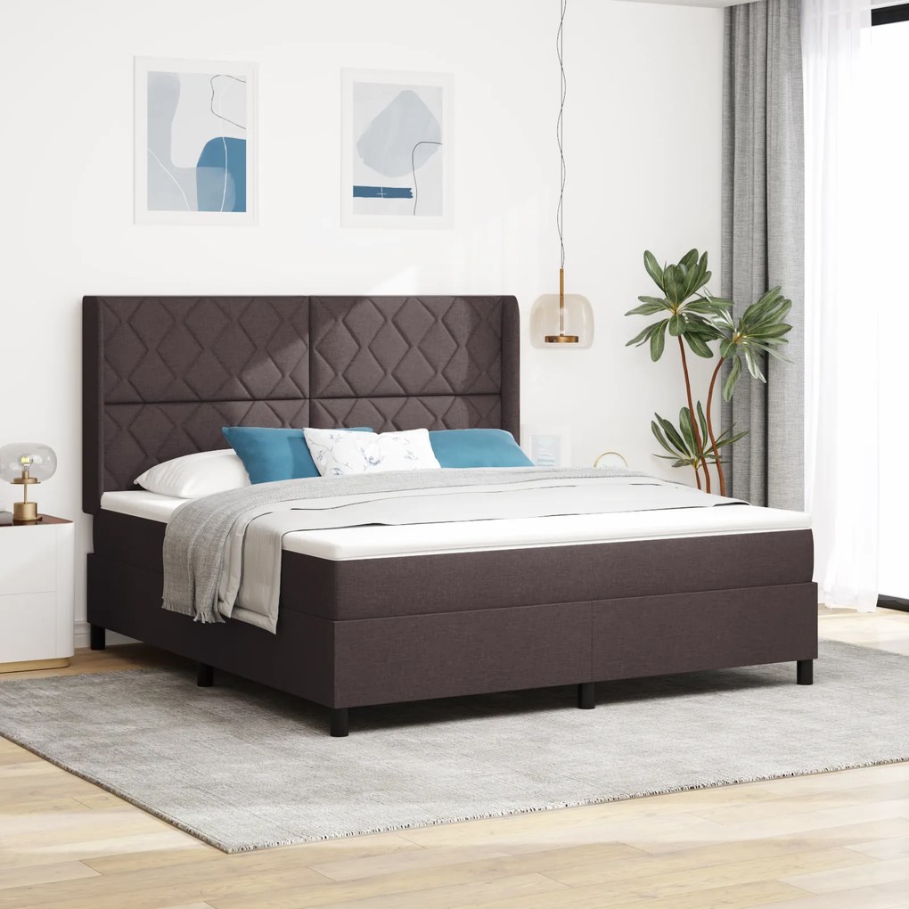 vidaXL Κρεβάτι με Στρώμα Dark Brown 180x200 εκ. Υφάσμα