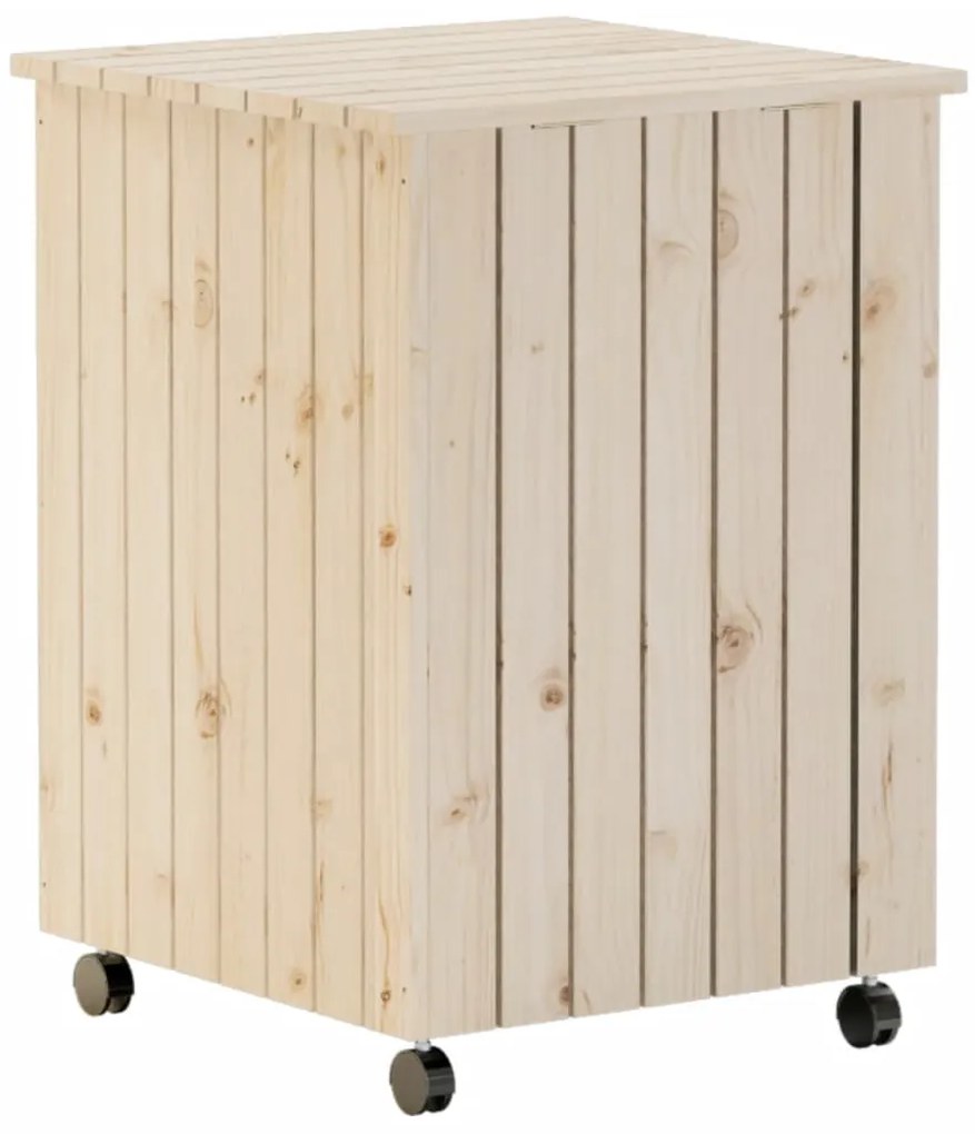 vidaXL Καλάθι Άπλυτων με Τροχούς RANA 45x45x64εκ. Μασίφ Ξύλο Πεύκου