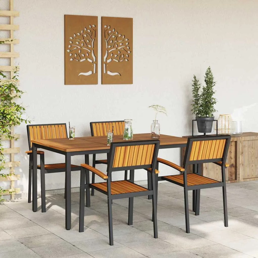 vidaXL Σέτ φαγητού για κήπο 5 pcs Μαύρο και καφέ 150 x 90 x 75 cm