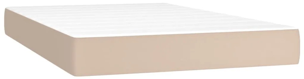 vidaXL Κρεβάτι Boxspring Στρώμα&LED Καπουτσίνο 120x200 εκ. Συνθ. Δέρμα