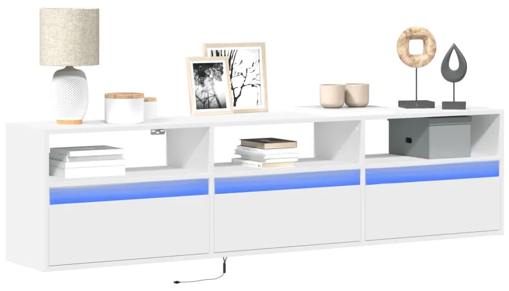 Έπιπλο Τοίχου Τηλεόρασης με LED Λευκό 180x31x45 εκ.