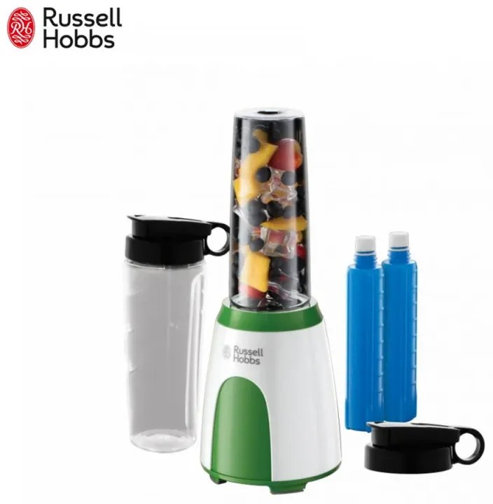 Μπλέντερ Russell Hobbs Explore Mix & Go Cool 25160-56, 300 W, 600 ml, Χωρίς BPA, Ανοξείδωτο ατσάλι, Εργονομική σχεδίαση, Λευκό/Πράσινο