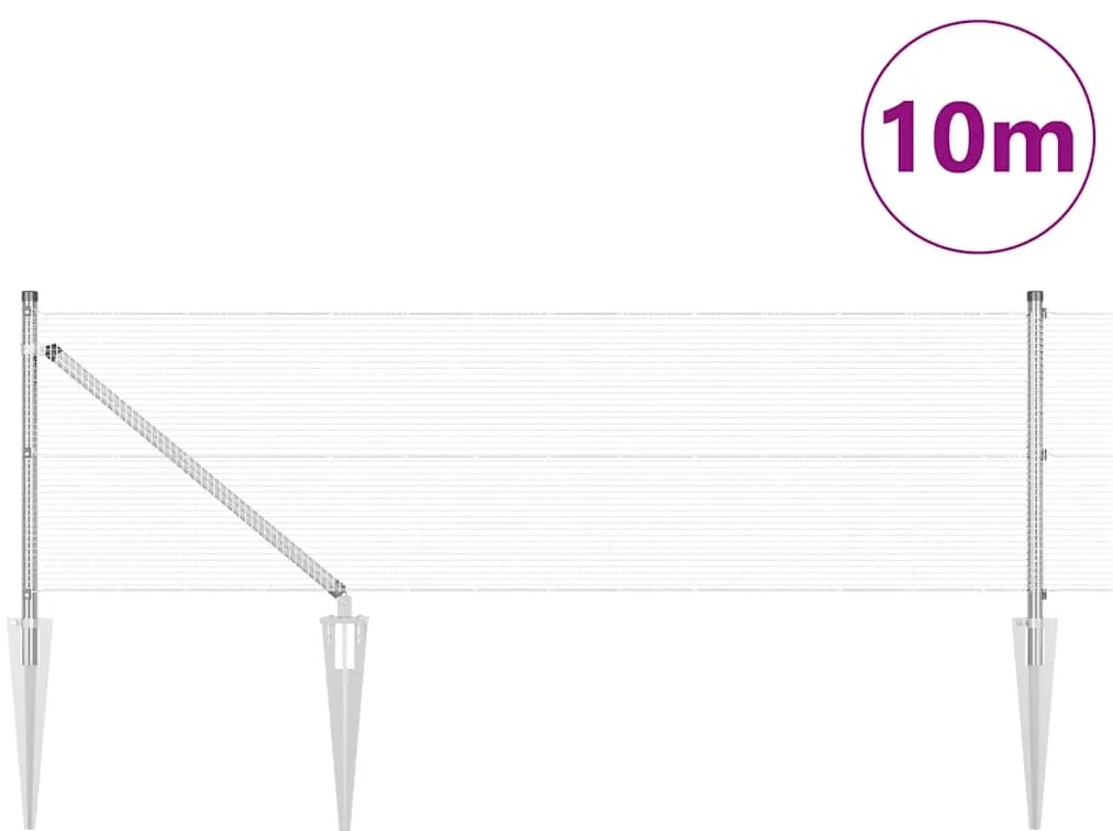 vidaXL Στύλος Περιφράξεων Ασημί 10 x 0,5 μ (ρολό 12 x 12 mm) Ατσάλι