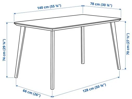 LISABO/LISABO τραπέζι και 4 καρέκλες, 140x78 cm 493.855.29