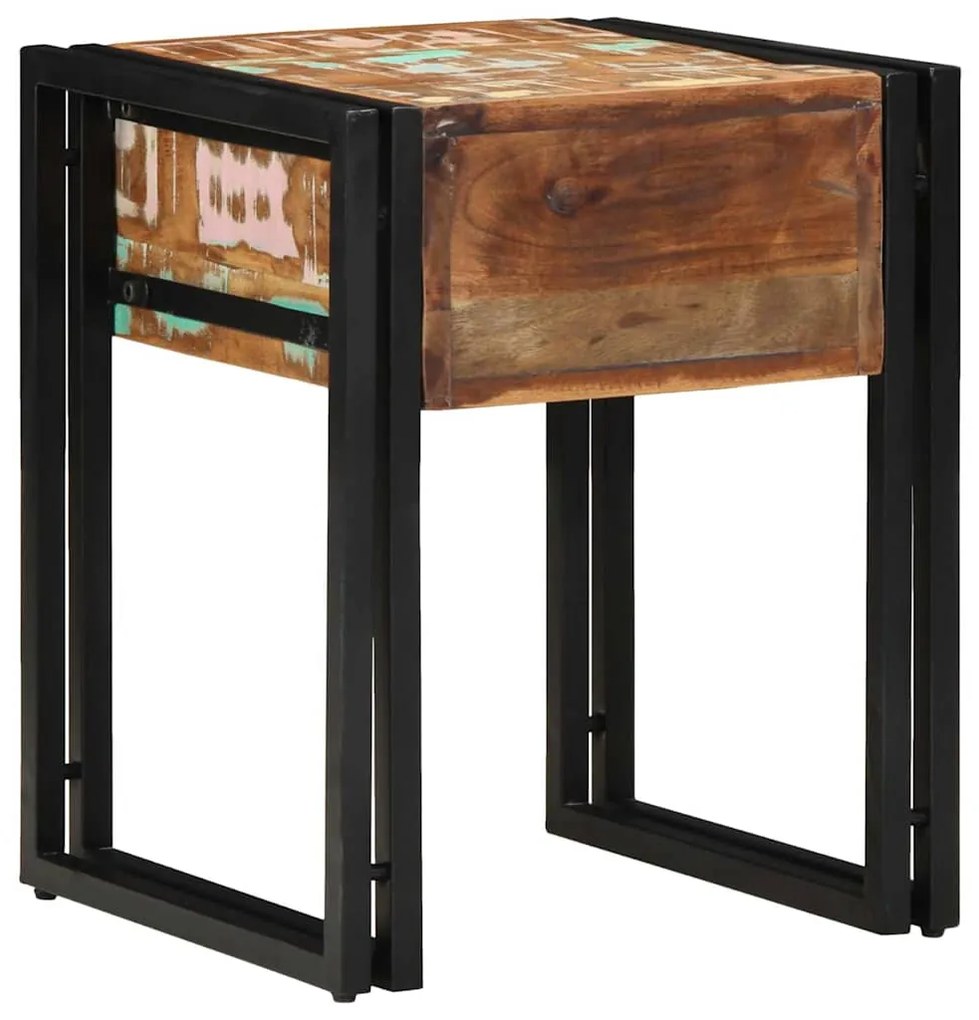 vidaXL End Table με συρτάρι 40 x 40 x 50 cm Στερεό Ανακτηθέν Ξύλο