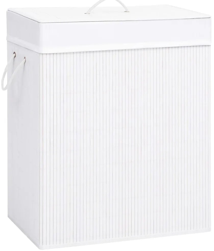 vidaXL Καλάθι Άπλυτων με 2 Τμήματα Λευκό 100 Λίτρα από Μπαμπού