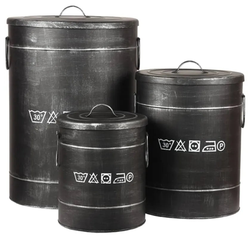 LABEL51 Καλάθι Απλύτων Χρώμα Αντικέ Μαύρο 32 x 32 x 43 εκ. M