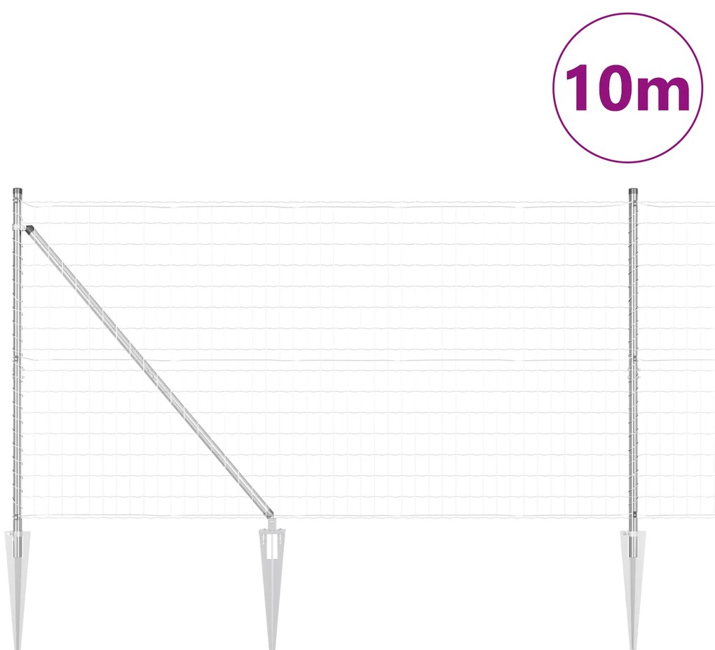 vidaXL Ευρωπαϊκός φράκτης με 7 ακίδες 1.4x10 μ Γαλβανισμένος χάλυβας
