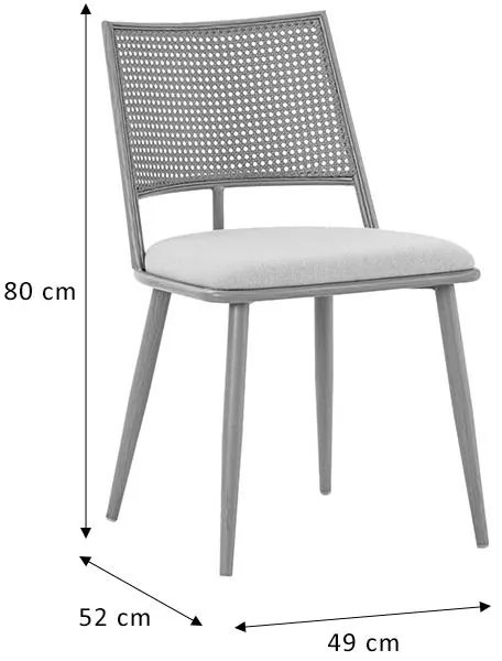 Καρέκλα Giulia φυσικό pe rattan-μπεζ ύφασμα-φυσικό μέταλλο 49x52x80εκ 49x52x80 εκ.