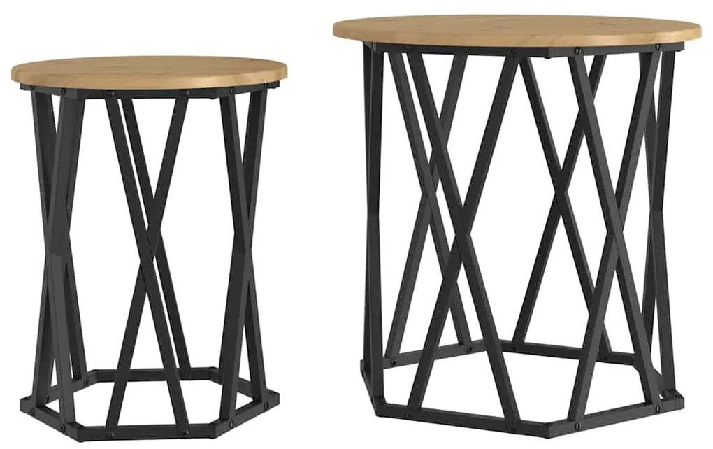vidaXL Τραπεζάκι σαλονιού 2 pcs artisan δρυς 50 x 50 x 50 cm