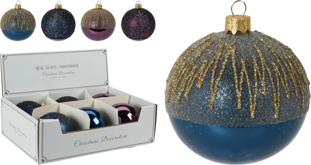 JΚ Home Décor - Μπάλα Γυάλινη με Glitter 10cm 4Σχδ