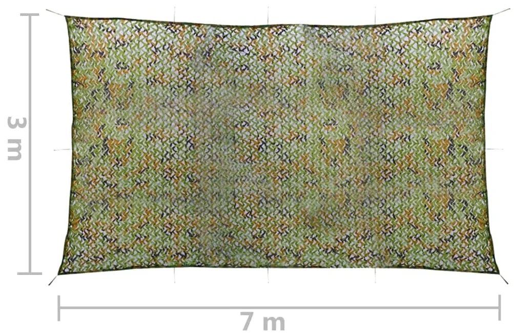 vidaXL Δίχτυ Σκίασης Παραλλαγής Πράσινο 3 x 7 μ. με Σάκο Αποθήκευσης