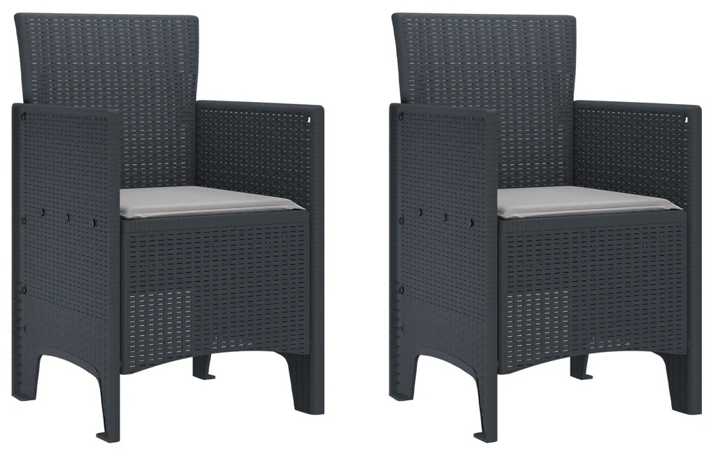 vidaXL Καρέκλες Κήπου με Μαξιλάρια 2 pcs Ανθρακί 53 x 49 x 85 εκ.