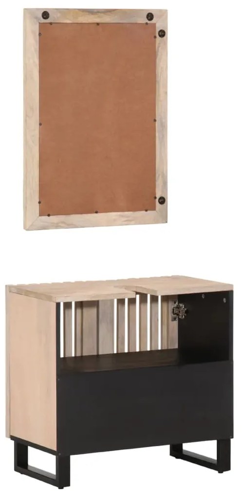 vidaXL Έπιπλα Μπάνιου Σετ 2 Τεμαχίων από Μασίφ Ξύλο Μάνγκο