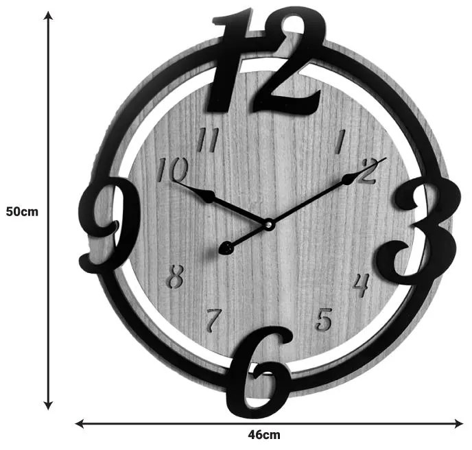 Ρολόι τοίχου Anga Inart μέταλλο σε μαύρη απόχρωση 46x3.5x50εκ 46x3.5x50 εκ.