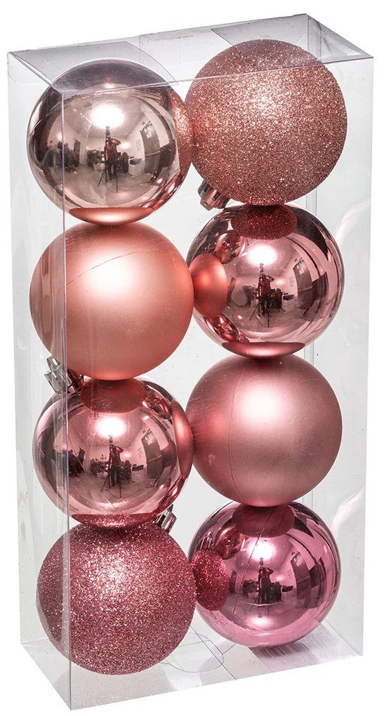 Χριστουγεννιάτικες Μπάλες (Σετ 8τμχ) A-S Xmas Balls Pink 129170SD