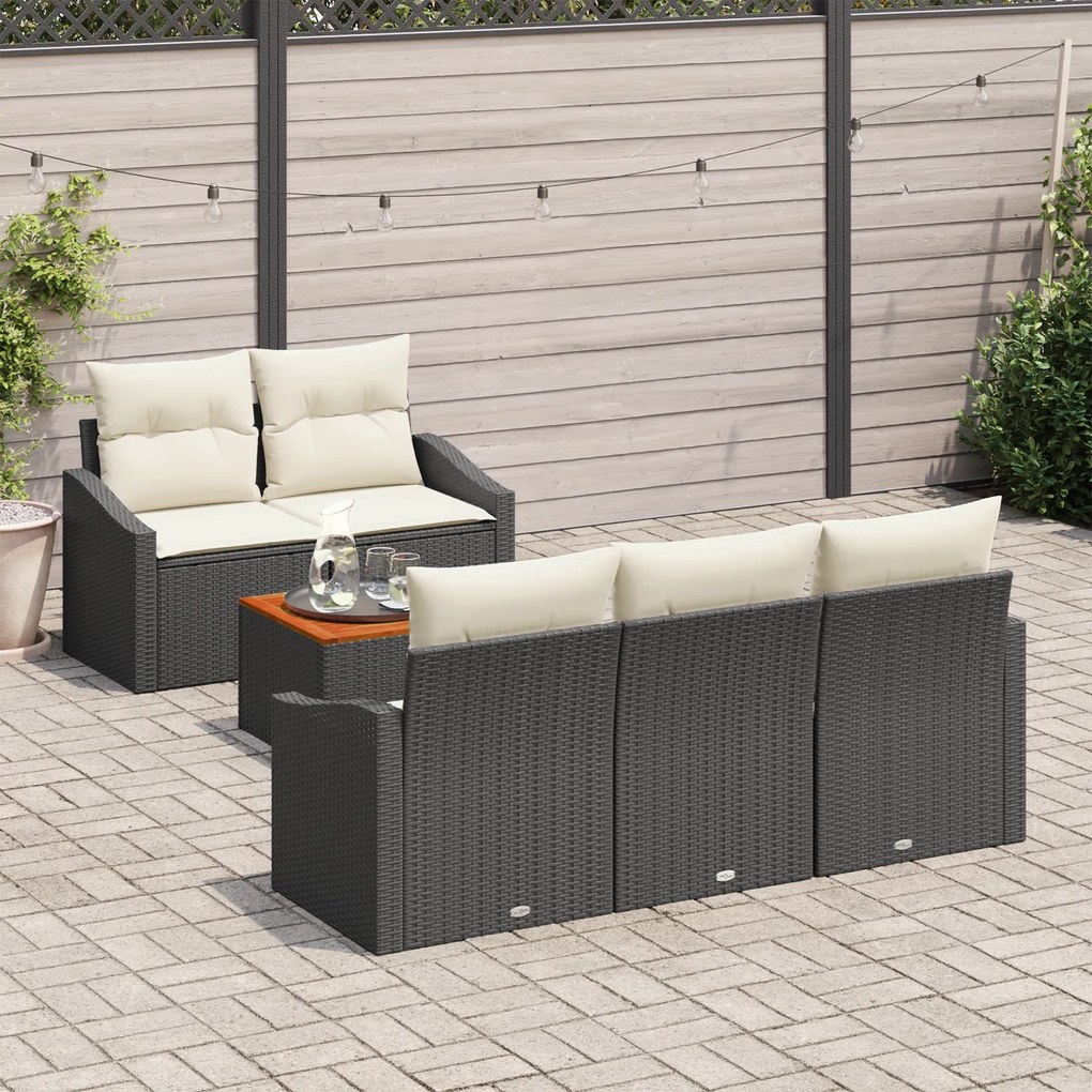 vidaXL Σετ Καναπέ Κήπου 6 pcs Μαύρος, λευκός 55 x 55 x 37 εκ