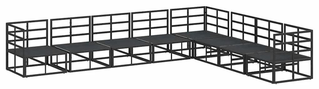 vidaXL Σετ Καναπέ Κήπου με μαξιλάρι 8 pcs Μαύρο Αλουμίνιο