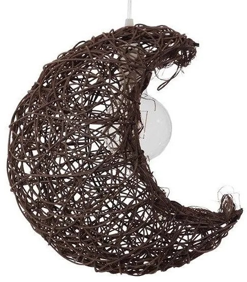Κρεμαστό Φωτιστικό Οροφής Φεγγάρι Rattan μπεζ ή καφέ GloboStar-1330-Σκ. καφέ 01330