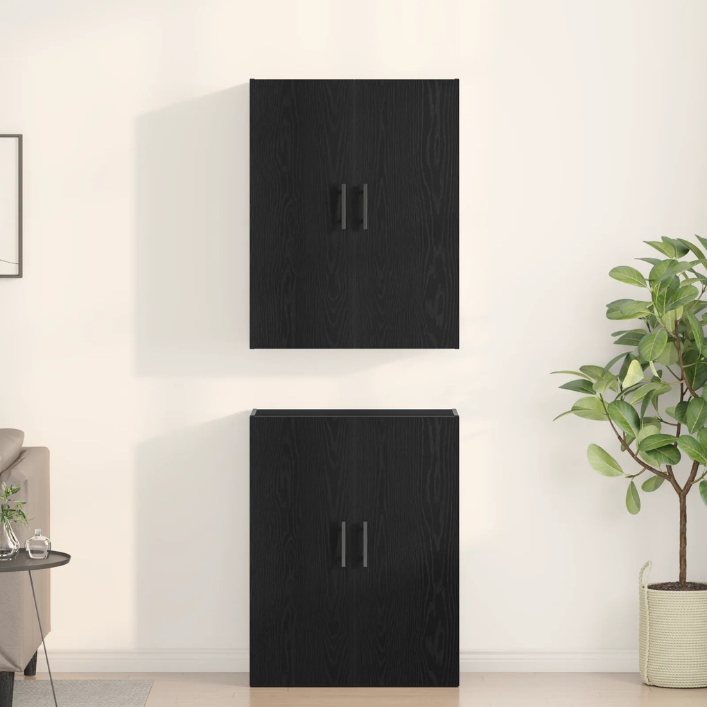 vidaXL Ντουλάπια 2 τεμάχια Μαύρο Δρυ 69,5x34x180 εκ, Επεξεργασμένο Ξύλο.